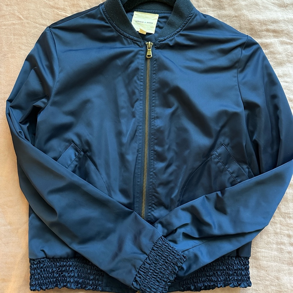 Silence + Noise Satin Bomber Jacket